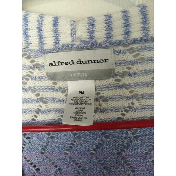 Alfred Dunner Woman PM Sweater Cardigan Purple Striped Long Sleeve Zig Zag... - Picture 3 of 8